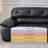 Black Faux Leather Modular Sofa cushion couch-1201565871