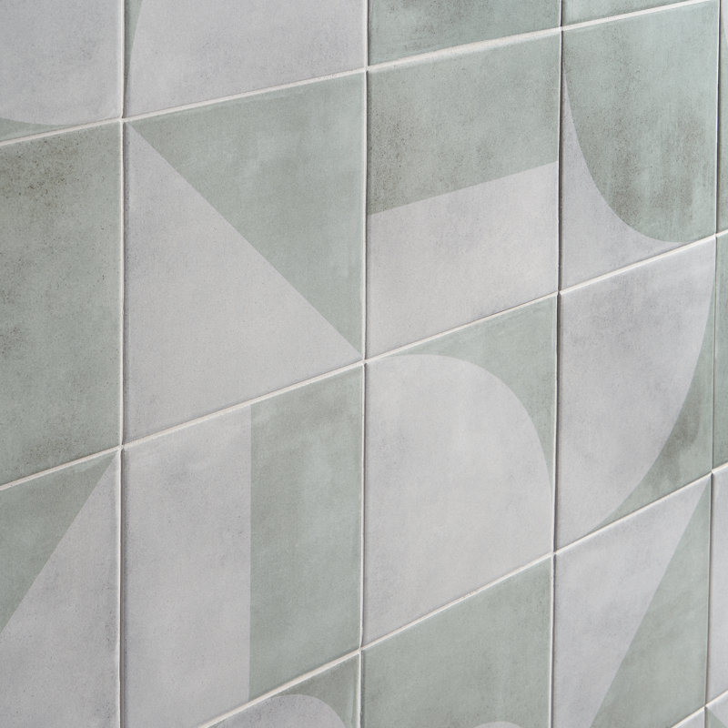 Dean 7.87'' W x 7.87'' L Porcelain Encaustic Floor and Wall Tile, Green