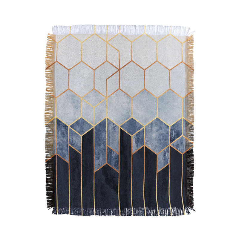 Hand Woven Throw Blanket, Navy Blue