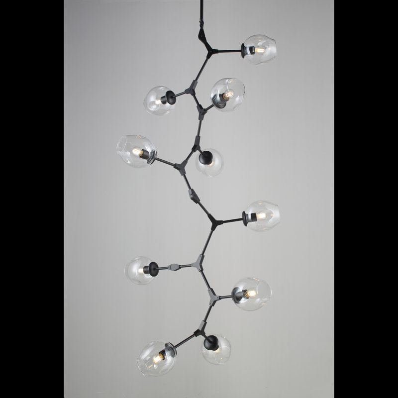 Lustre linéaire moderne 10 lumières spoutnik Shumway, Noir mat