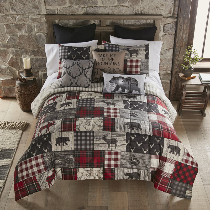 Gray Polyester Antler Design Square Throw Pillow