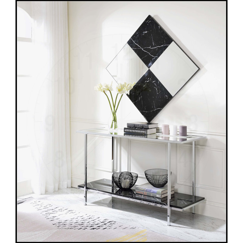 Chic Mirrored Console Table with Functional Design for Stylish Spaces