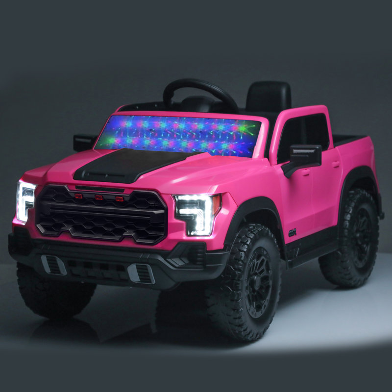 Voiture 12 V pour enfants avec télécommande 2,4 G, 4 roues amortissantes, Rose