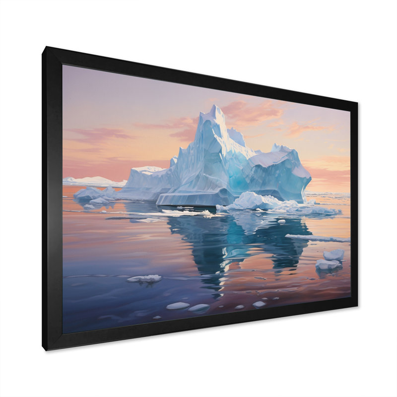 Iceberg bleu gelé sérénité, Cadre simple noir, H 12 po x l 20 po x P 1 po