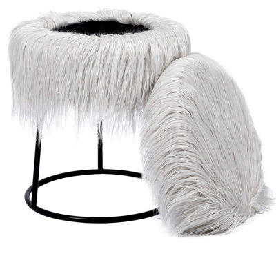 Repose-pieds avec rangement en fausse fourrure 13,8 po BirdRock Home