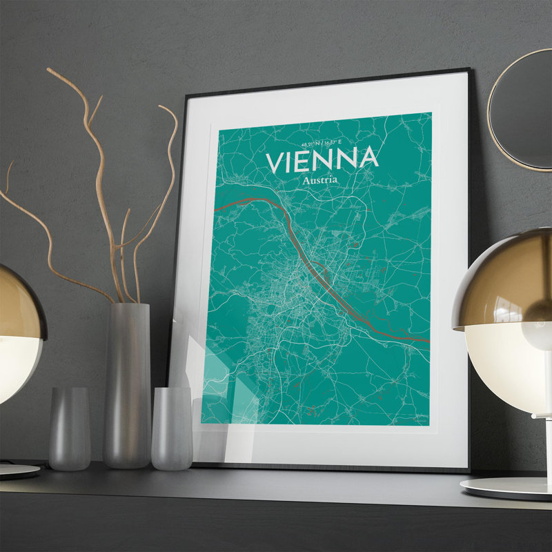 Vienna City Map In Nature - No Frame Print, 27.6cm H x 19.7cm W x 0.05cm D