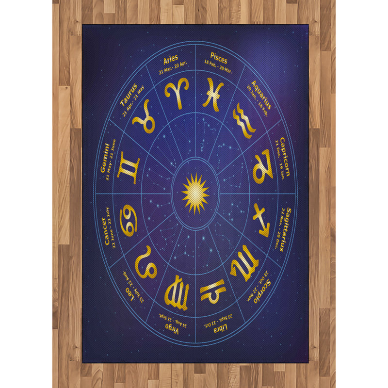 Tapis décoratif à longues fibres en polyester à haute densité Astrology, Rectangle— 4 pi x 5 pi 8 po