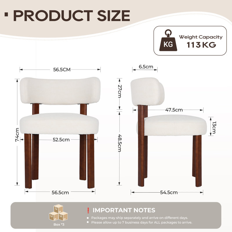 48.5cm H Upholstered Upholstered Back Side Chair, Beige Fabric