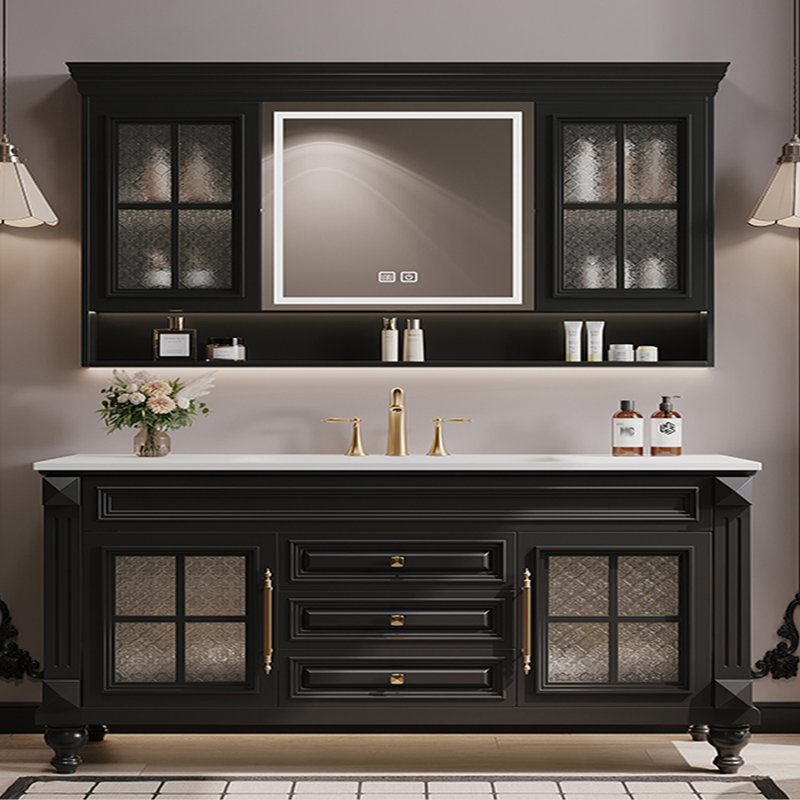 French style exquisite simple bathroom cabinet., 32.28" H x 70.87" W x 21.65" D