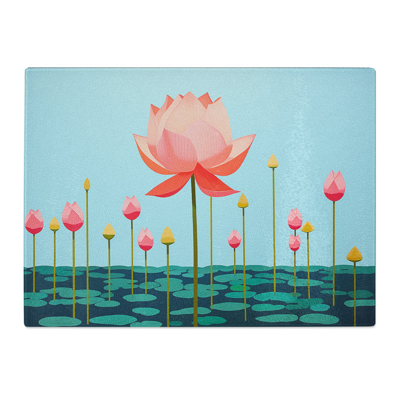 Water Lillies Minimalism No.2  Glass Chopping Board
