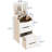 Compact Makeup Vanity With Flip Top Mirror, Cushioned Seat, Bedroom Furniture Mirror & 3 Drawers, Quality Beauty