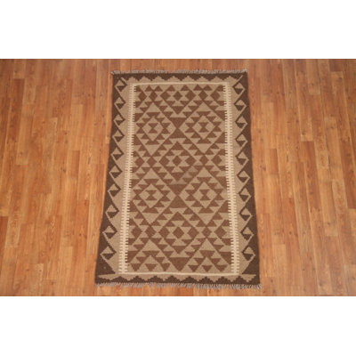 Brown Wool Kilim Oriental Area Rug 3x5