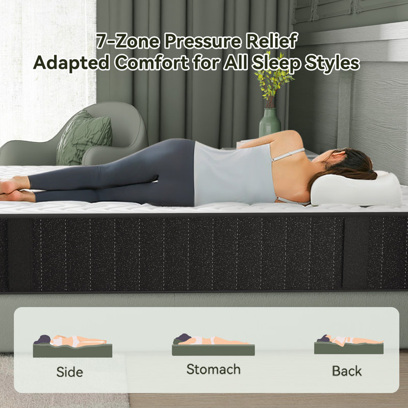 10/12 Inch Memory Foam Mattress, Charcoal-Infused, Low Motion Isolation, CertiPUR-US Certified, Breathable & Pressure-Relieving Sleep Comfort