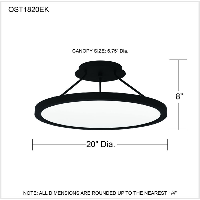 Outskirts Acrylic LED Semi Flush Mount, Black, 8" H x 20" W x 20" D