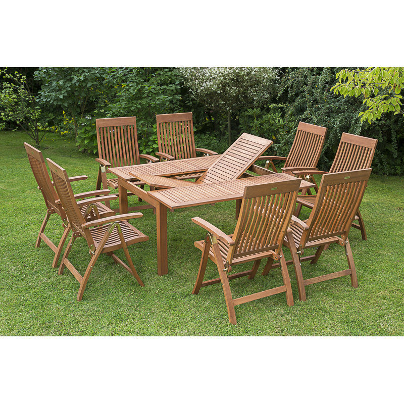 Adabpreet 8 - Person Wood Patio Dining Set with Square Table