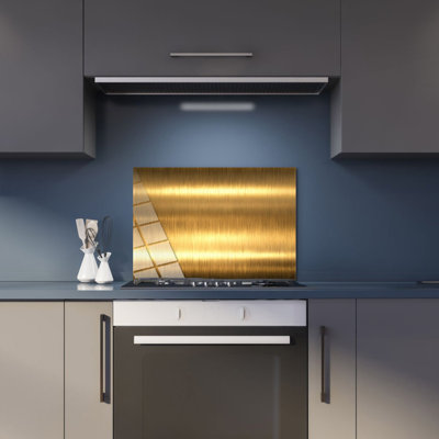 Gold Sheen Tempered Glass Backsplash Tile - Kitchen Wall Decor