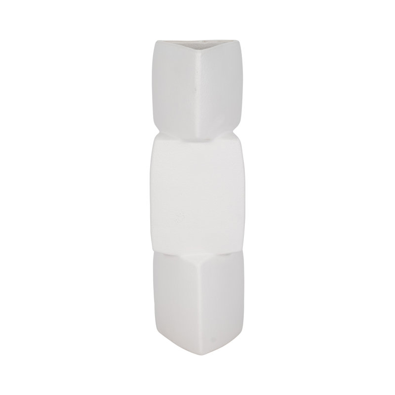 Modern Stoneware Ceramic Vase with Stacked Geometric Triangle Form and Sculptural Silhouette for Contemporary Decorative Accent Display