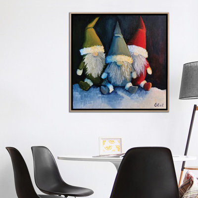 Gnomes de Noël. Cadeau de Noël - reproduction d'art murale - toile encadrée