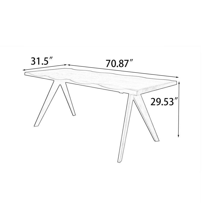 Table de salle à manger Burlywood, 29.53”H x 70.87”L x 31.5”W