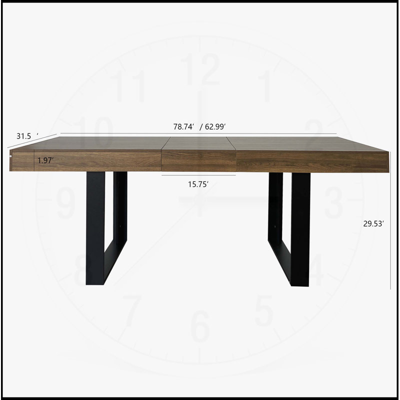 Table de salle à manger rectangulaire extensible pour 6 à 10 personnes avec effet de bois vieilli et finition noire, 160 à 200 cm
