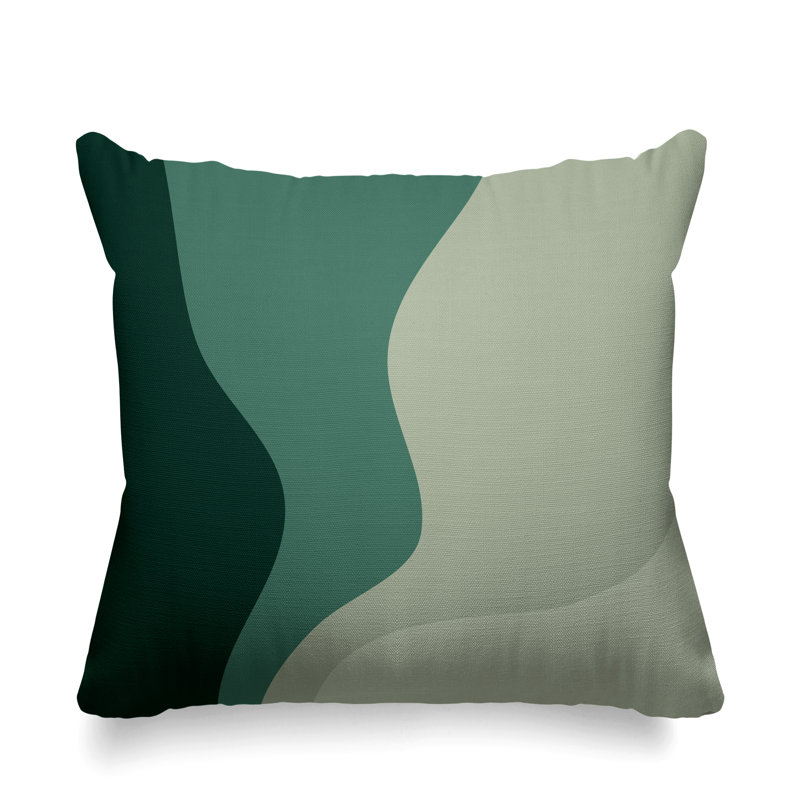 Bunko Ombre Outdoor Reversible Throw Pillow, 17" x 17", Emerald, Square