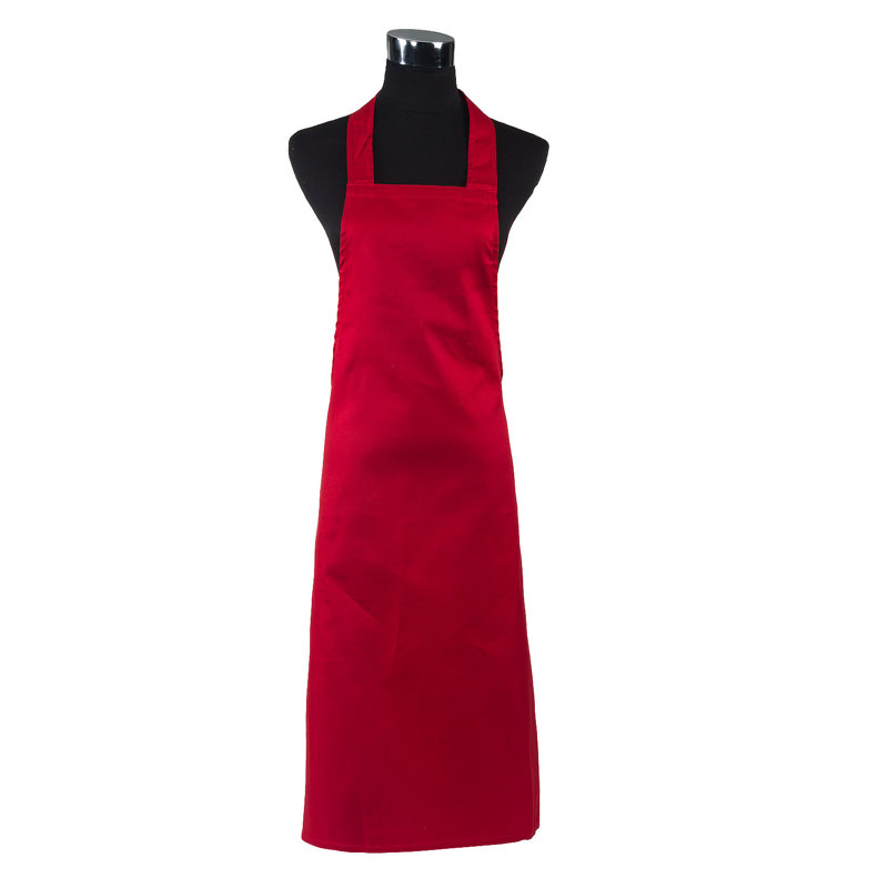 Solid Colour Cotton Bib Apron, Red