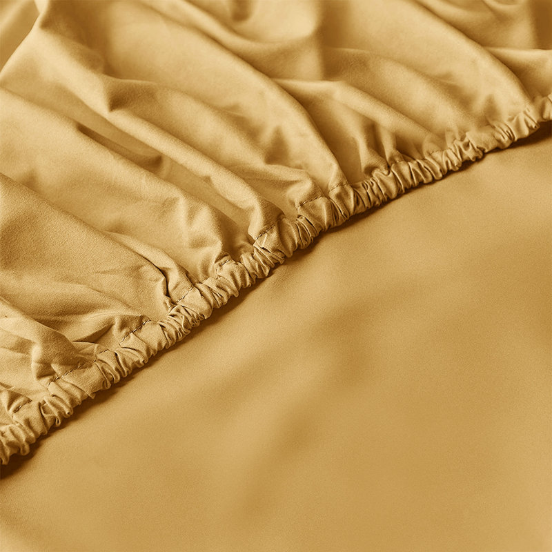 Aerona 200 Thread Count Microfiber Brushed Fitted Sheet, Super King (6'), Ochre