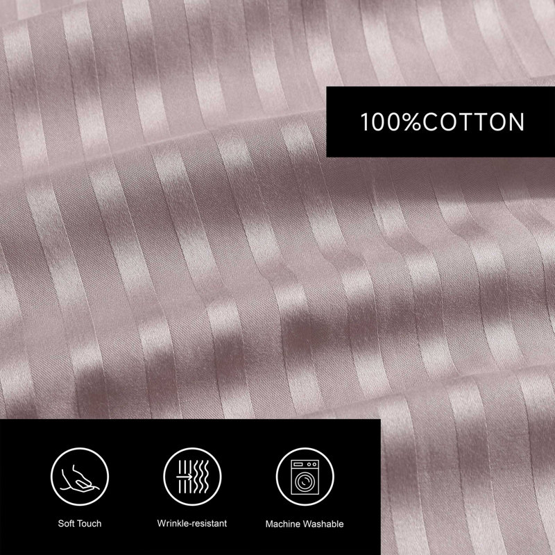 Dobby 100% Cotton Standard Sheet Set, King Sheet Set with 2 Pillowcases, Pink