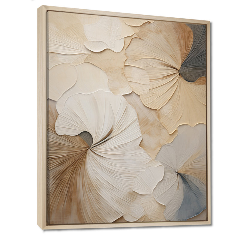 «Beige minimalisme élégance en fleurs», reproduction d'art sur toile, impression sur toile beige, H 40 po x l 30 po, Maple