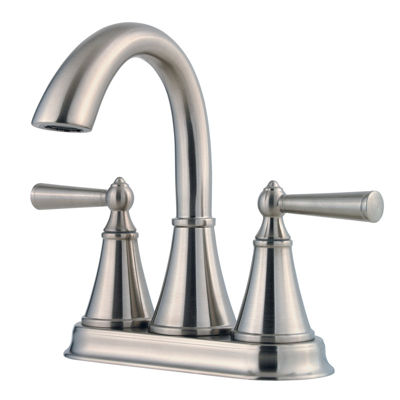 Saxton Double Handle Centerset Faucet Bathroom Faucet with Drain Assembly, Brushed Nickel