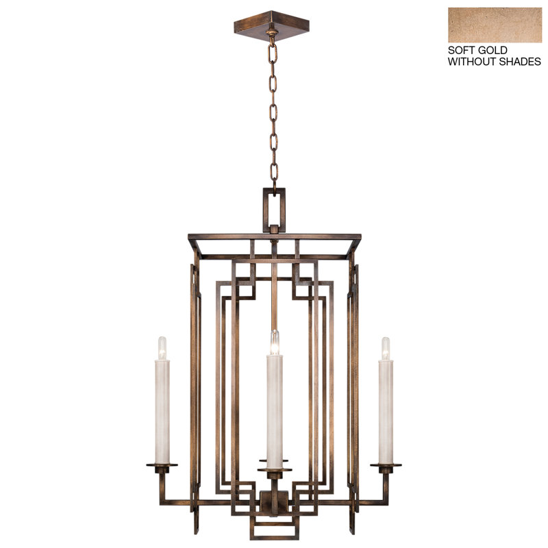Lustre géométrique à 4 lumières Cienfuegos, Non, H 30,5 po x l 22 po x P 22 po, Doré clair