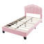 Lit simple tapissier en forme de fleur, tête de lit élégante avec bande lumineuse DEL, lit plateforme en tissu sherpa avec support à lattes en bois-1440572504-1440572503