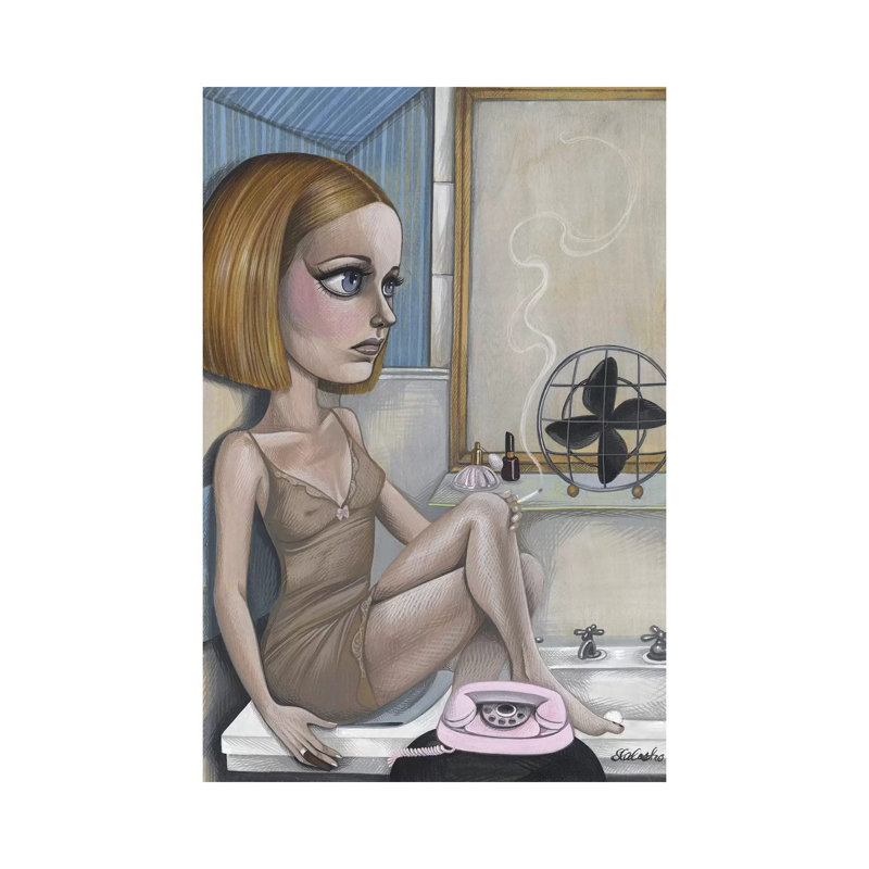 Margot Hides by Sandi Calistro - Wrapped Canvas Painting, 30.48 cm H x 45.72 cm W