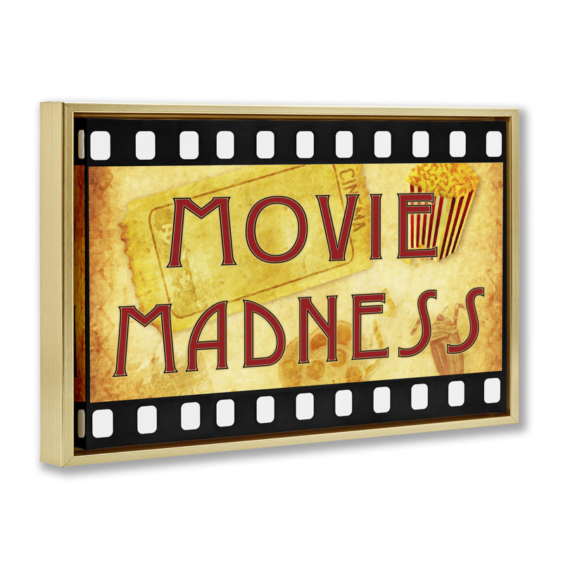  «Movie Madness Classic», toile flottante encadrée par Graffi * Tee, H 21 po x l 31 po, Cadre flottant métallique doré