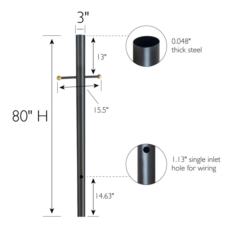 Kerys Lamp Post with Cross Arm, No, No, Bronze