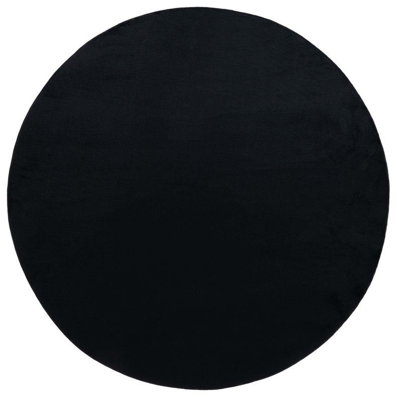 Tapis de couleur unie en fourrure de lapin Devaris, Rond 4 pi