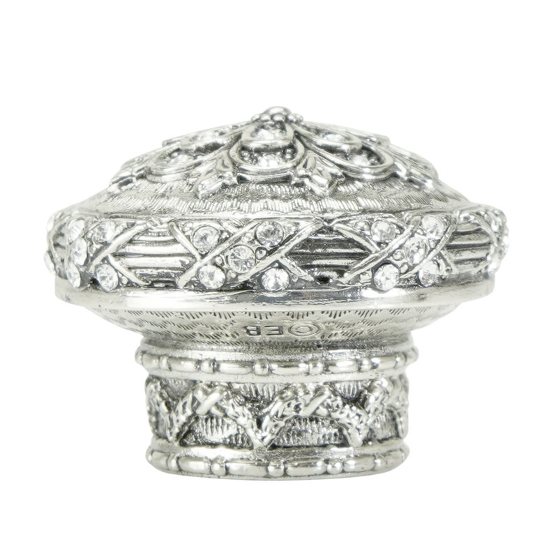 NEWPORT KNOB; DECORATED WITH SWAROVSKI® LT COLORADO TOPAZ CRYSTALS, Burnished Silver