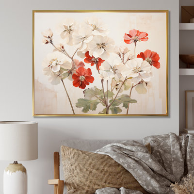 " Minimalism Red And Beige Geraniums "