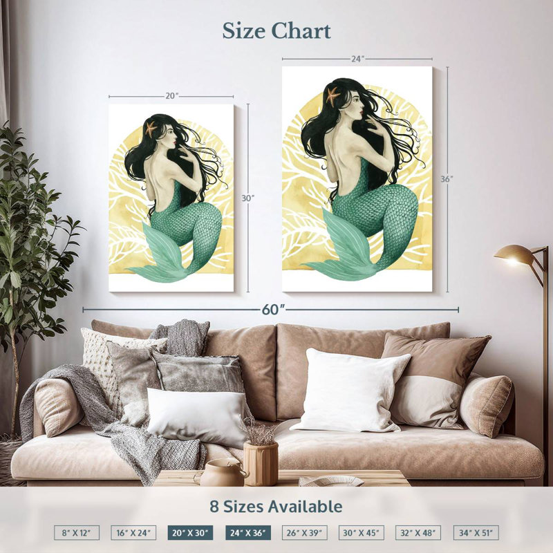 Ashelle Deco Mermaid II, H 36 po x l 24 po