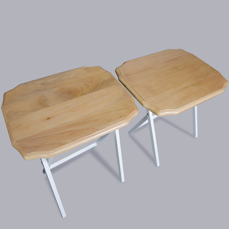 Ensemble de 2 tables-plateaux Medallion - naturel / blanc