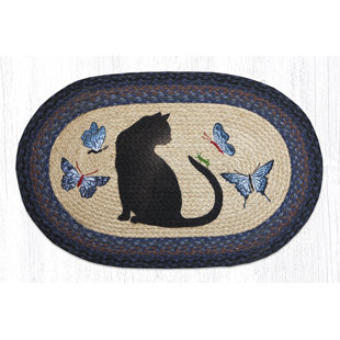 Tapis imprimé chat / sauterelle