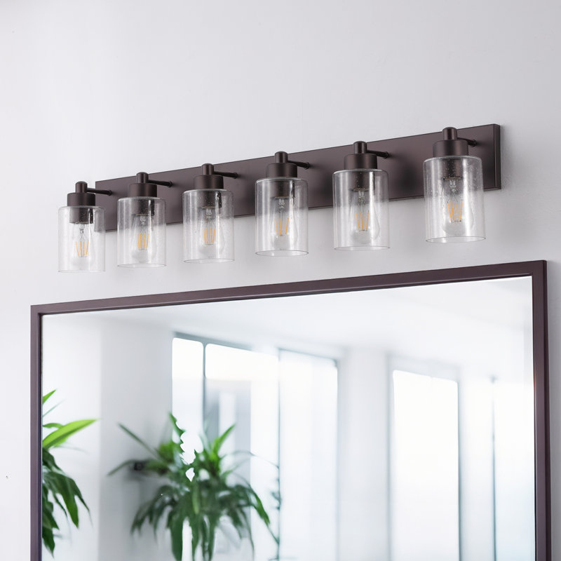 Éclairage de meuble-lavabo contemporain à DEL Sted, Six lumières, Oil Rubbed Bronze