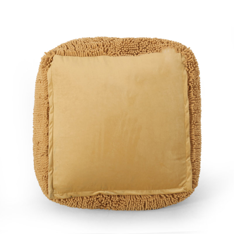 Pouf carré en microfibre jaune | Idée de cadeau, Brun