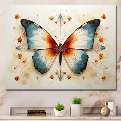Motif de papillon orange et bleu - Art mural papillon
