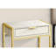 Table d'appoint contemporaine de style marbre beige avec tiroir de rangement et lampe à structure en métal de grande apparence, design moderne