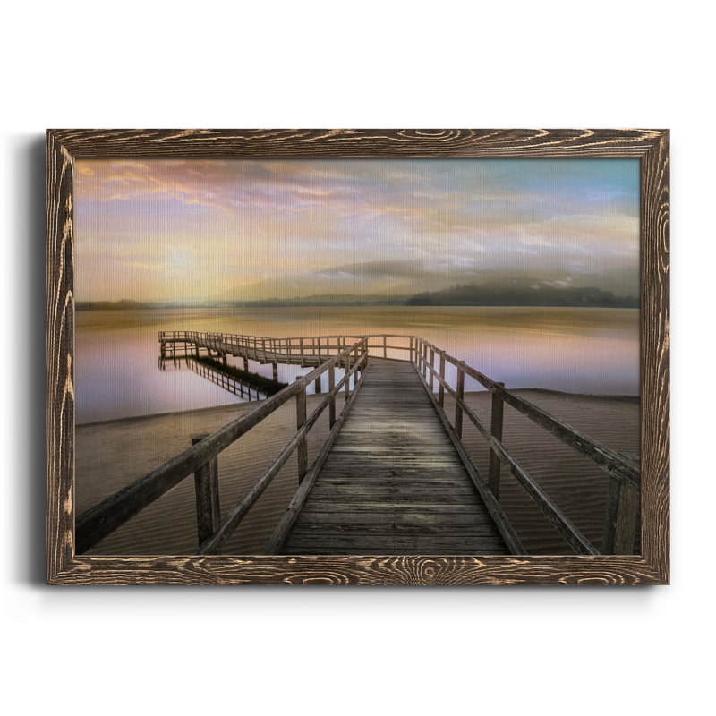 Morning on the Lake - Photographie de cadre photo sur toile, H 31 po x l 44 po x P 1 po, Noyer
