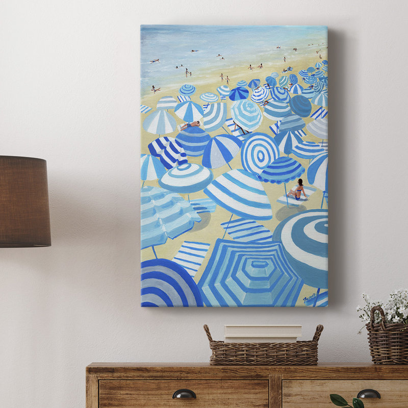 Plage bleu ciel sur toile, H 12 po x l 8 po x P 1 po