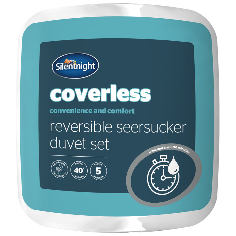 Silentnight Seersucker Coverless Duvet 10.5 Tog With Matching Pillowcases,  All Seasons, King, Blue