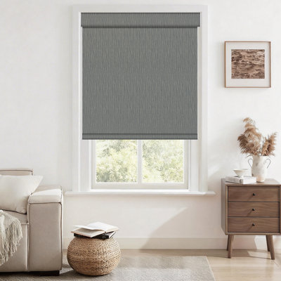  Blackout Roller Shades for Windows (Linen Gray 29x72),Cordless,Free-Stop,UV Protection,Block All Lights,Square Cassette Covered Matching Fabric, Shades for Bedroom, Office, Living Room