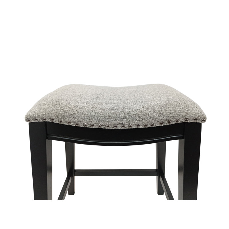 Elegant Black 25 Inch Saddle Counter Stool with Space-Saving Backless Design, Black, Counter Stool (24" Seat Height)